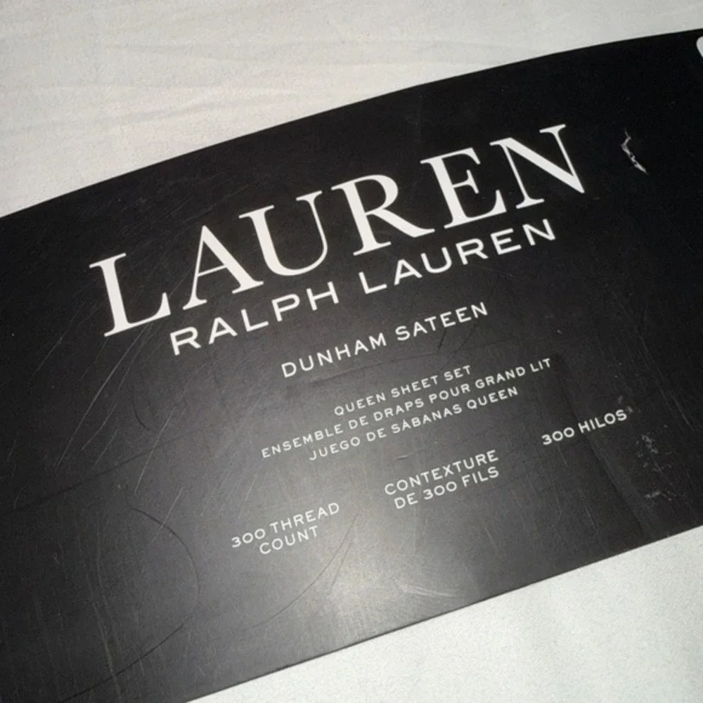 NEW Lauren Ralph Lauren 4Pc Sheet Set Queen White Dunham Sateen 300TC 100%Cotton